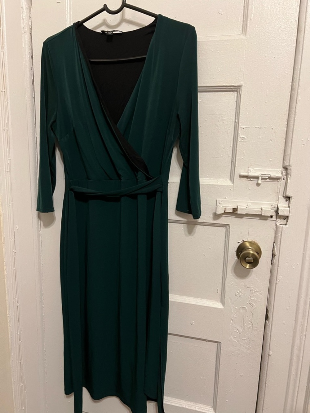 INC International Concepts Deep Green Wrap Midi Dress
